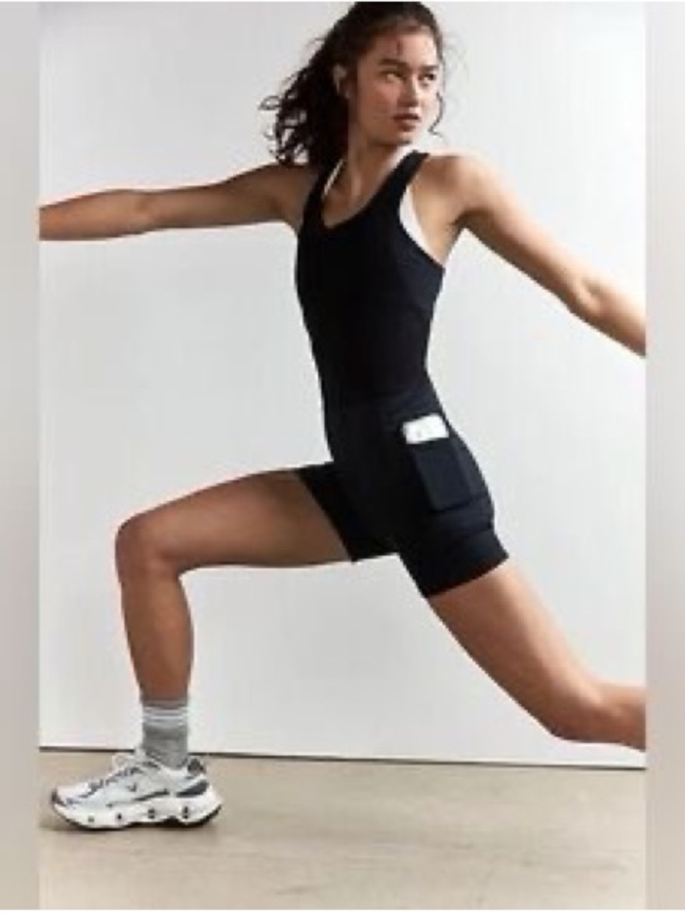 Free People Black Sleeveless Romper with Side Pockets